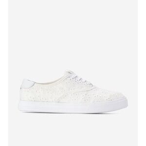 Cole Haan GrandPro Harbor Sneakers Womens 9.5 White Fleur Suede Canvas‎